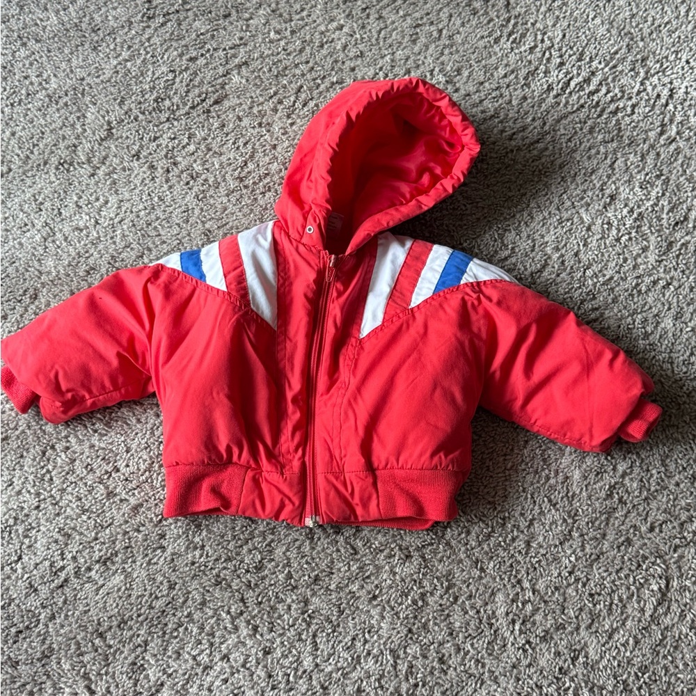 Vintage Sears Toddler Puffer Jacket Red Hooded (Tag 2T, Fits 12M)